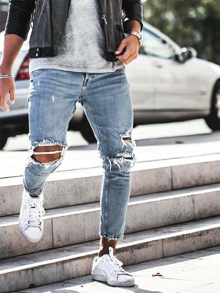 destroyed ripped jeans mens