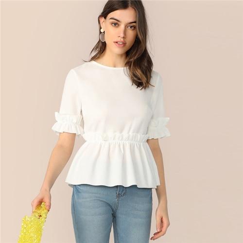 womens white blouse short sleeve