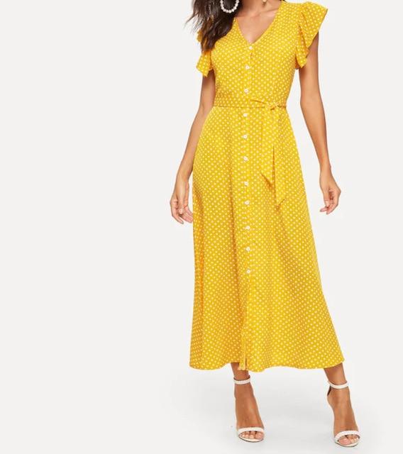 yellow long sundress