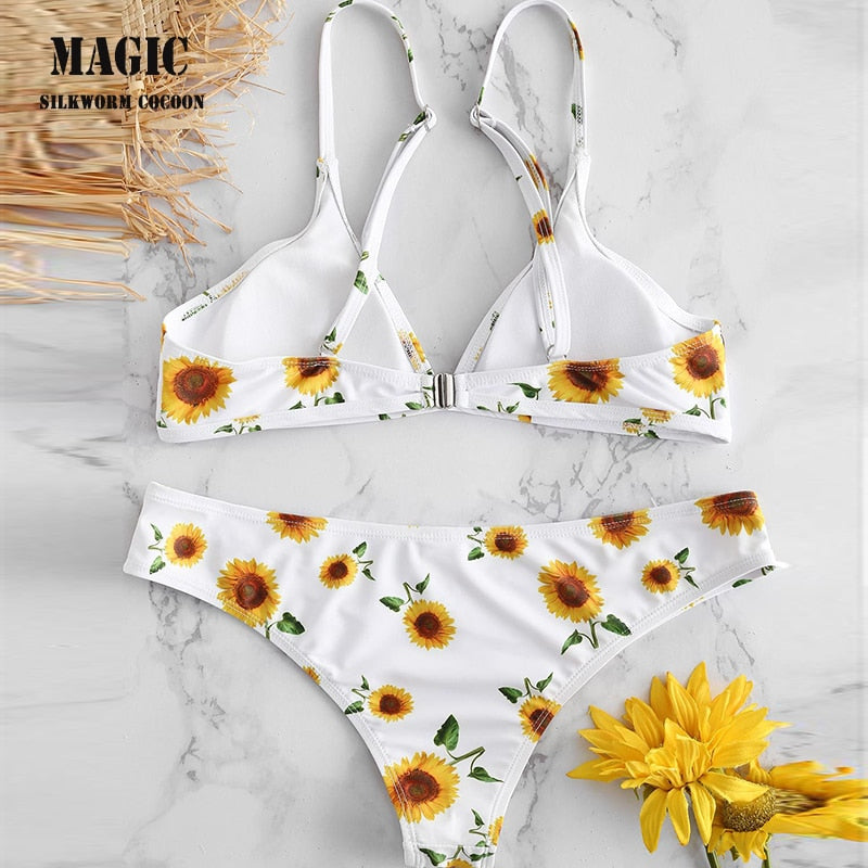 sunflower print swimsuit