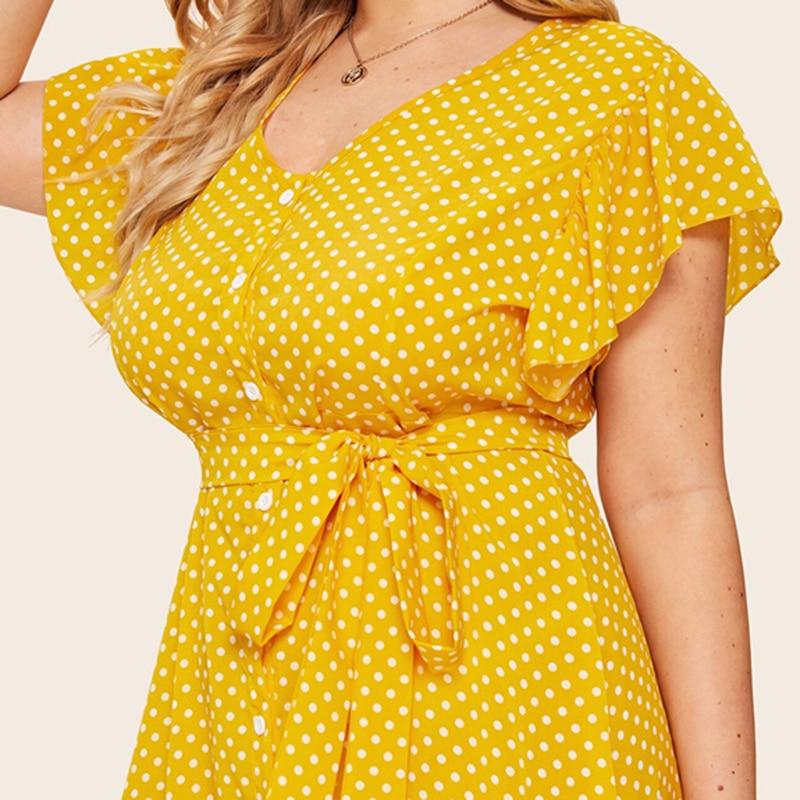 yellow polka dot dress plus size