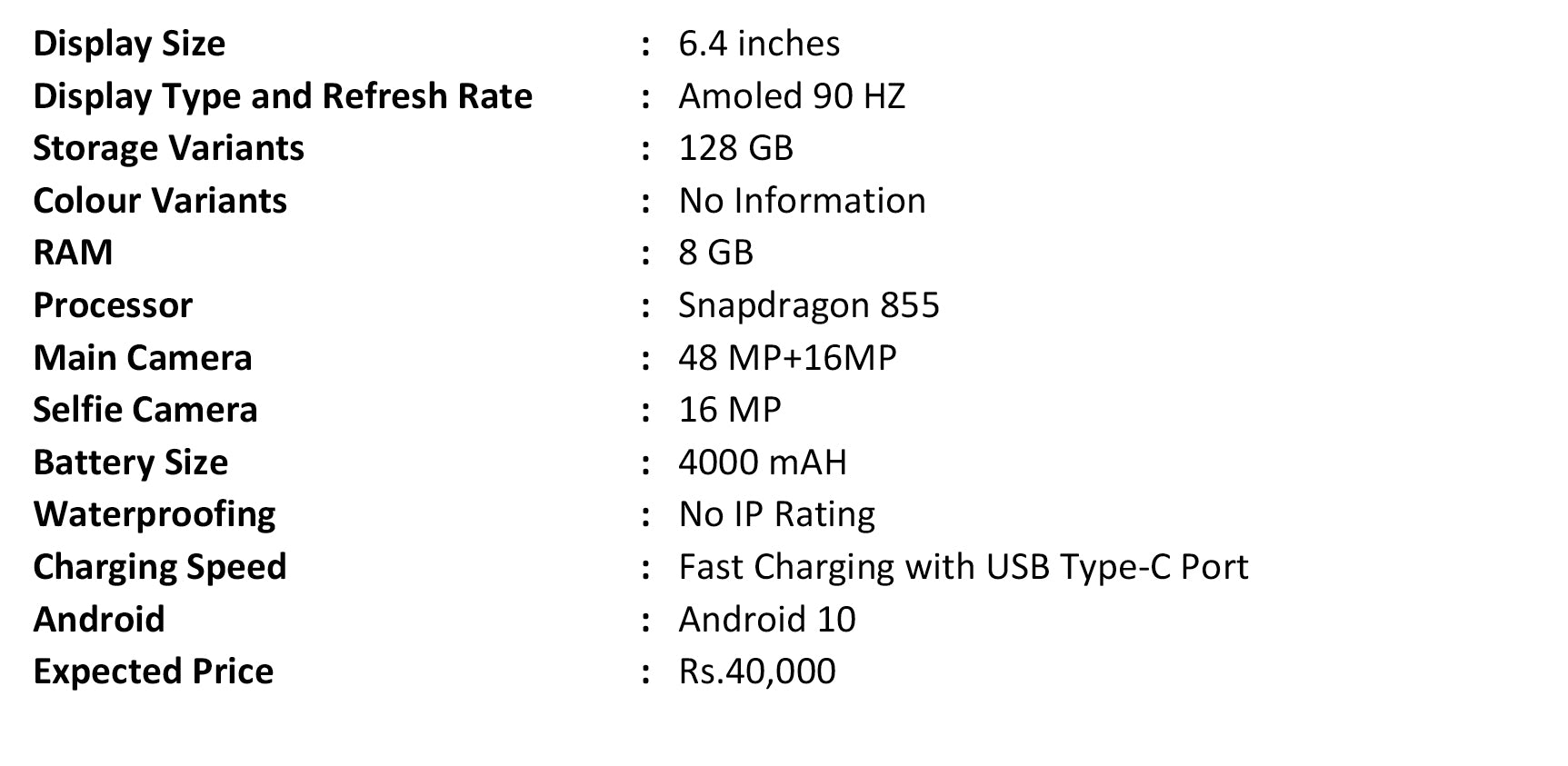 OnePlus Z specifications