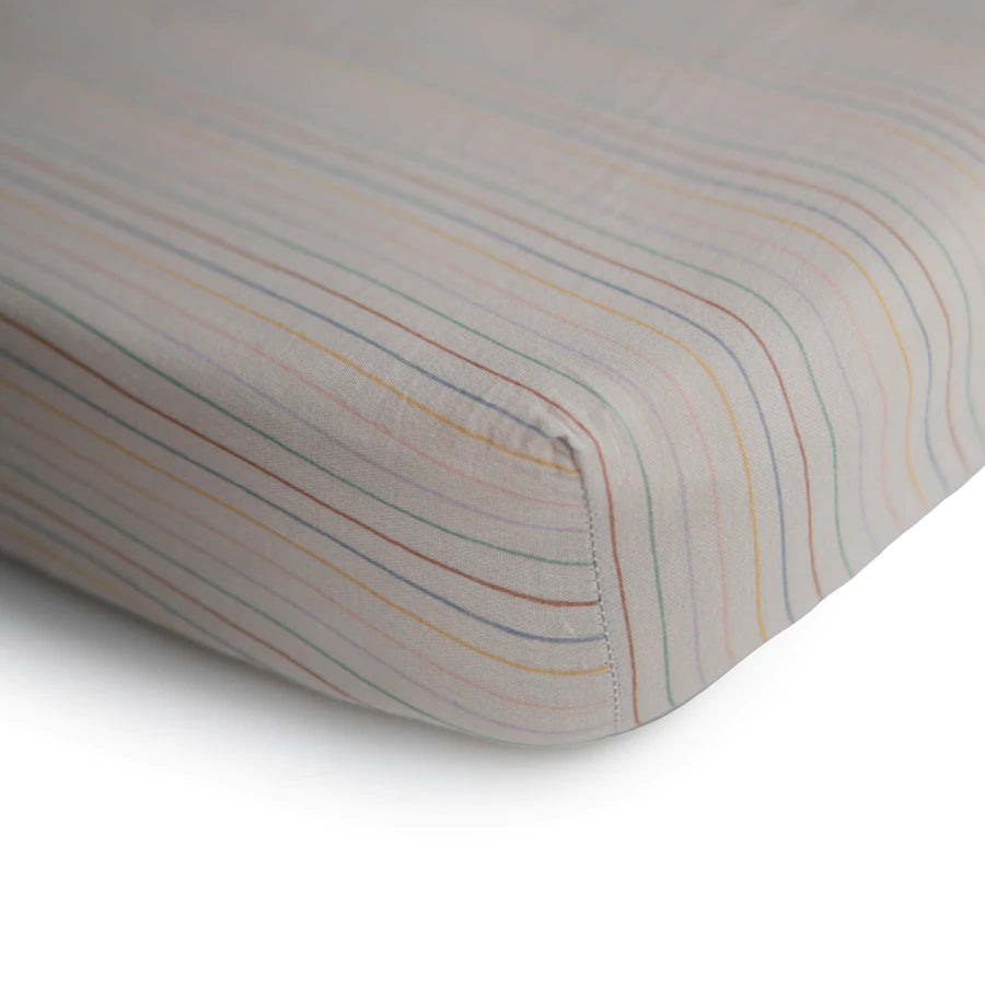 retro stripes muslin fitted cot sheet