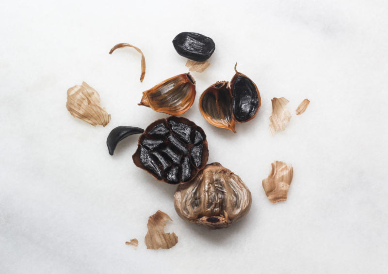 Once fermented, black garlic has a black color & smooth texture