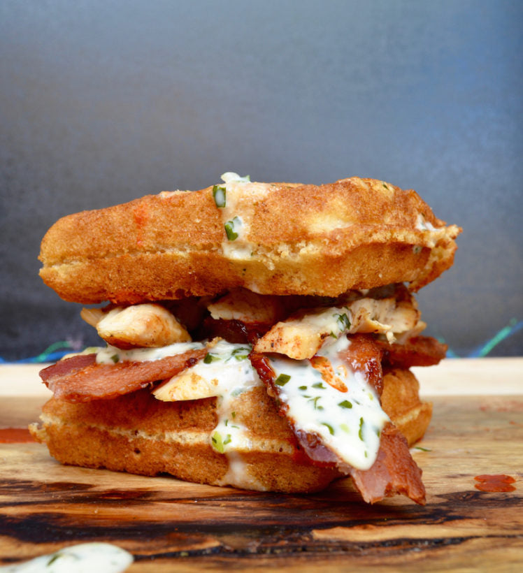 Chicken & Bacon Waffle Sandwich with Creamy Ranch2