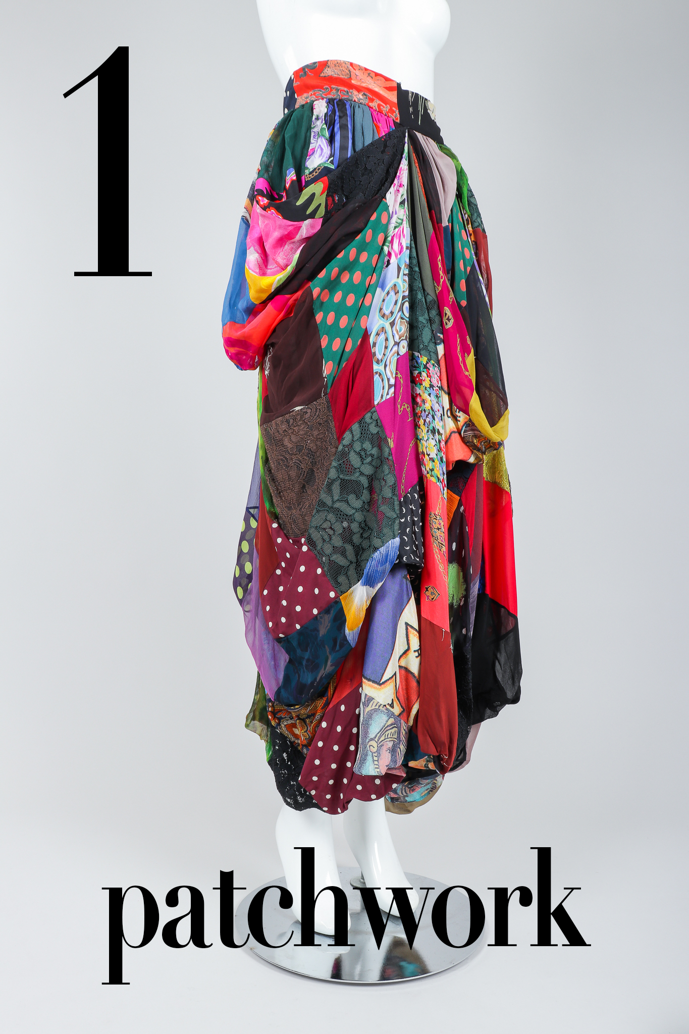Recess DressCode 1. plaidwork: vintage dolce & gabbana silk patchwork skirt on mannequin