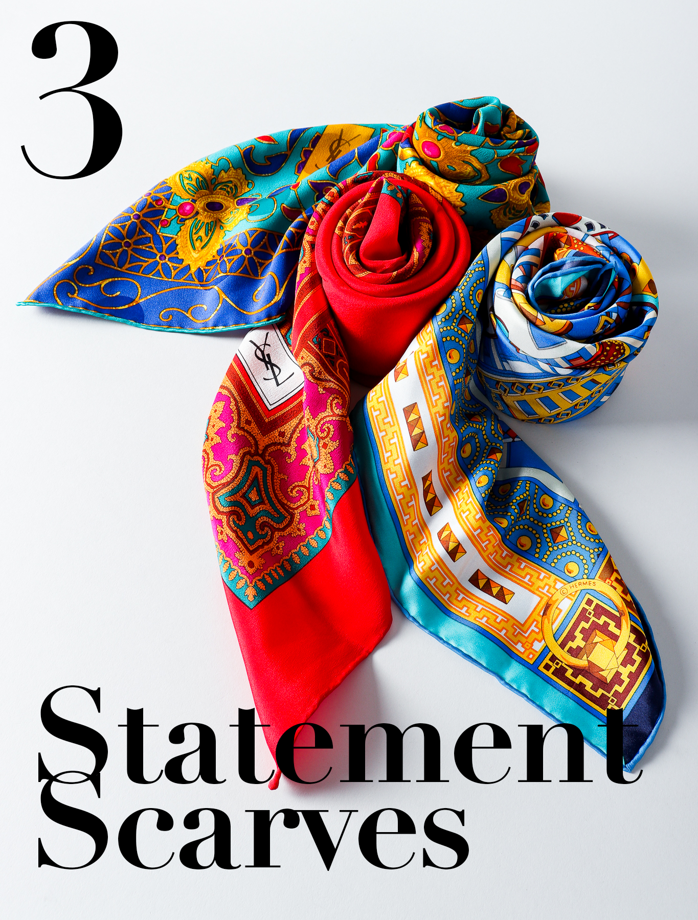 Recess Dresscode No-Regifting Guide 2019 #3-Statement Scarves: 3 scarves in rosettes