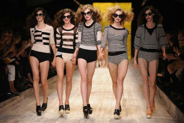 Recess Dresscode Five Models in Striped Sonia Rykiel on Runway