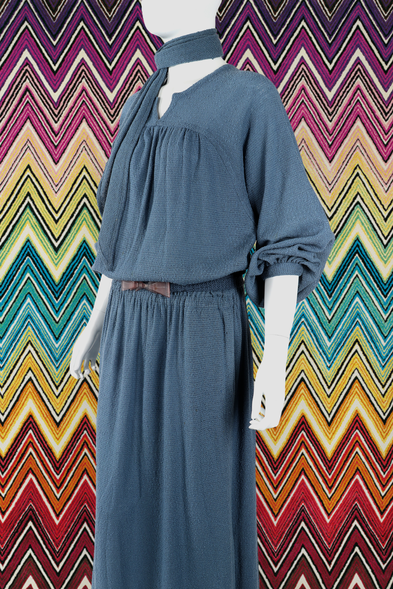 Recess DressCode Designer Consignment Vintage Missoni Knit Knitwear Sweater Weather Peasant Boho Knit Dress