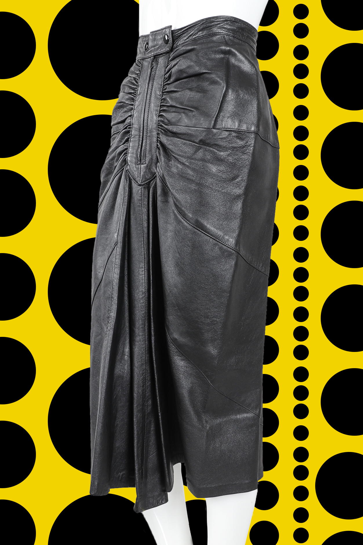 Recess Los Angeles Vintage Designer Consignment Halloween Black Goth lace Art Yayoi Kusama Dero Enterprises Leather Corset Skirt
