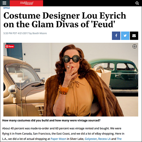 Recess in Hollywood Reporter Feud Costumes Lou Eyrich Best Vintage In LA Designer Consignment Shopping Fashion Los Angeles