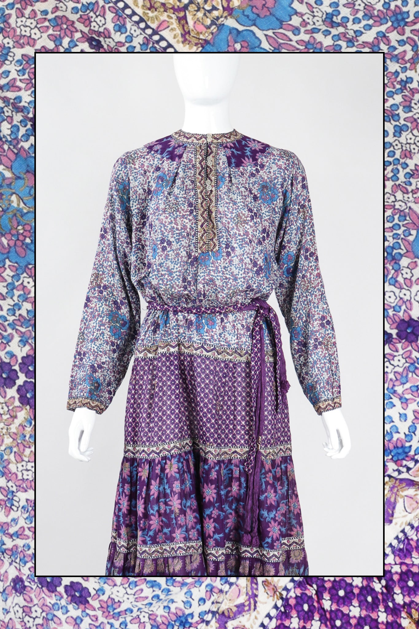 Recess Los Angeles Dress Code Vintage Designer Consignment Kaiser Indian Cotton Batik Print Boho Dress