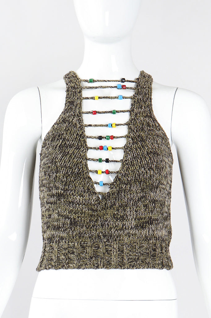 Recess Los Angeles Dress Code Vintage Designer Consignment Moschino Bead Knit Marley Top