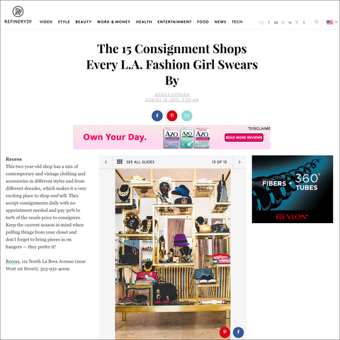 Recess in Refinery29 Best Consignment Every LA Girl Swears By