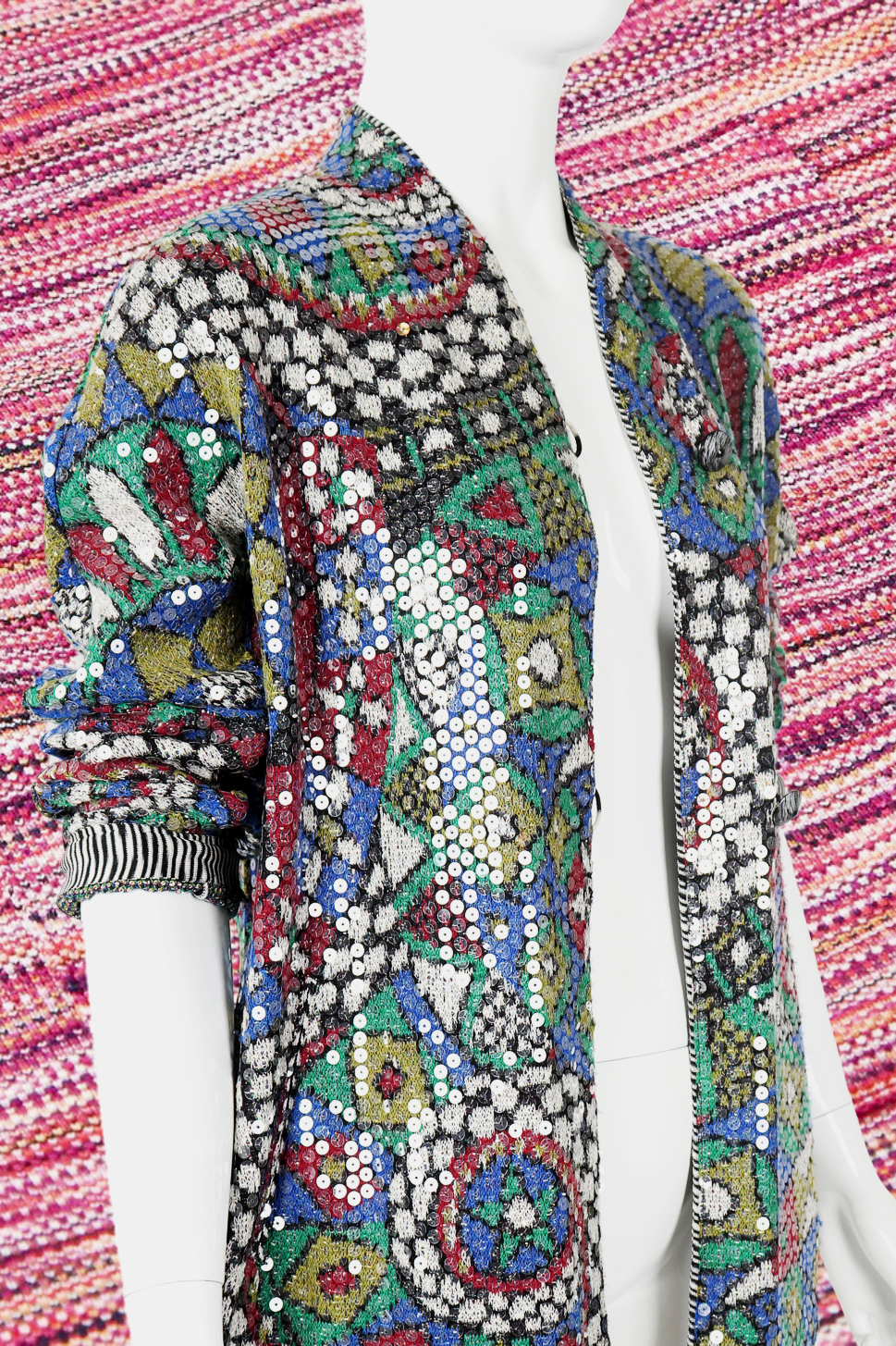 Recess DressCode Designer Consignment Vintage Missoni Knit Knitwear Sweater Weather Sequin Geometric Sweater Jacket Swacket