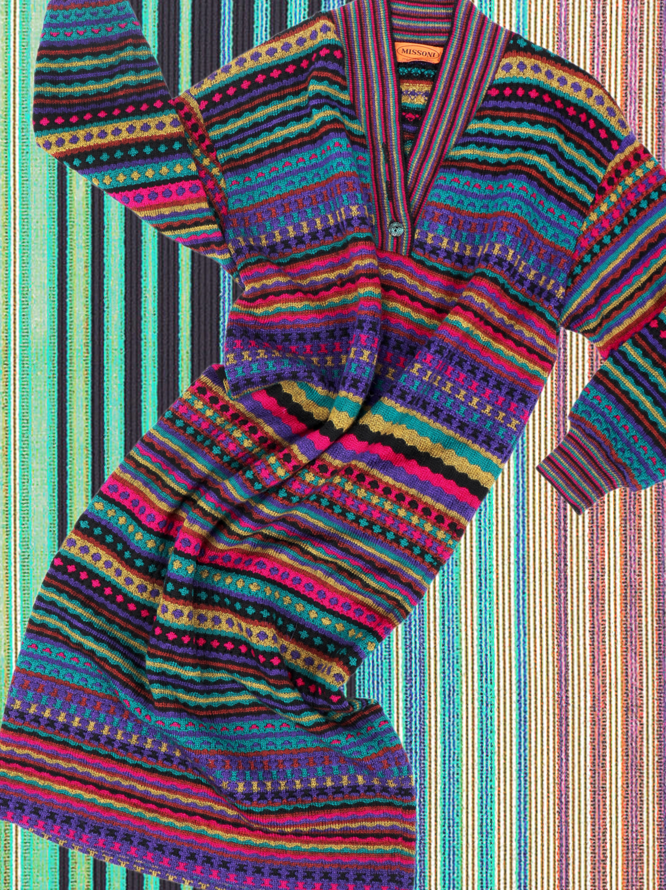 Recess DressCode Designer Consignment Vintage Missoni Knit Knitwear Sweater Weather Stripe Grandpa Dress