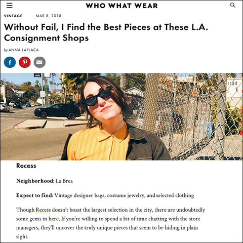 Recess in WhoWhatWear Best Vintage In LA Designer Consignment Shopping Fashion Los Angeles