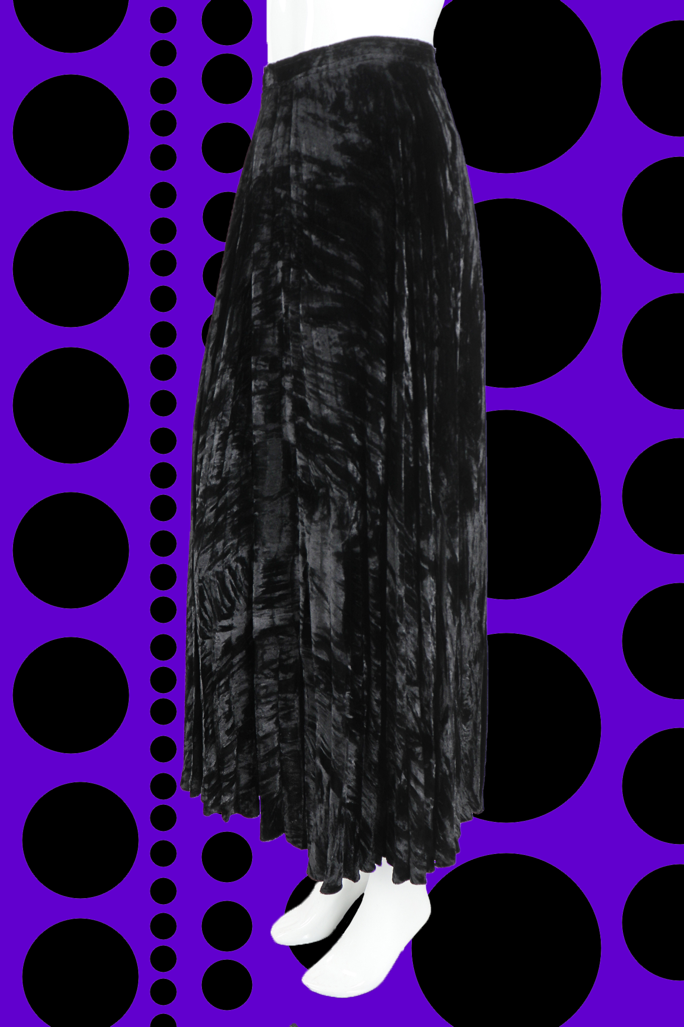Recess Los Angeles Vintage Designer Consignment Halloween Black Goth lace Art Yayoi Kusama Yves Saint Laurent YSL Velvet Witch Skirt