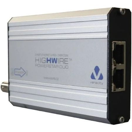 Veracity VHW-HWPS-C2 HIGHWIRE Powerstar Duo 2-Port PoE Switch Over Coax  Cable