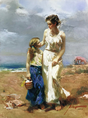 Pino Daeni painting of a Mother and Daughter 