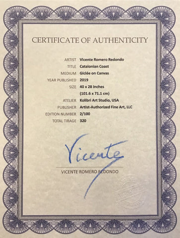 Vicente Romero Certificate of Authenticity