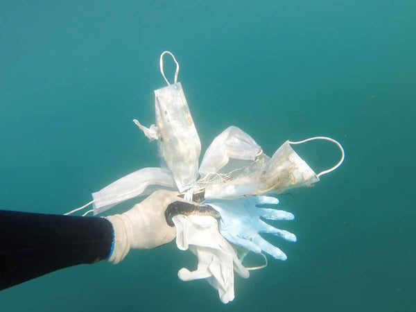 surgical mask waste found in the ocean