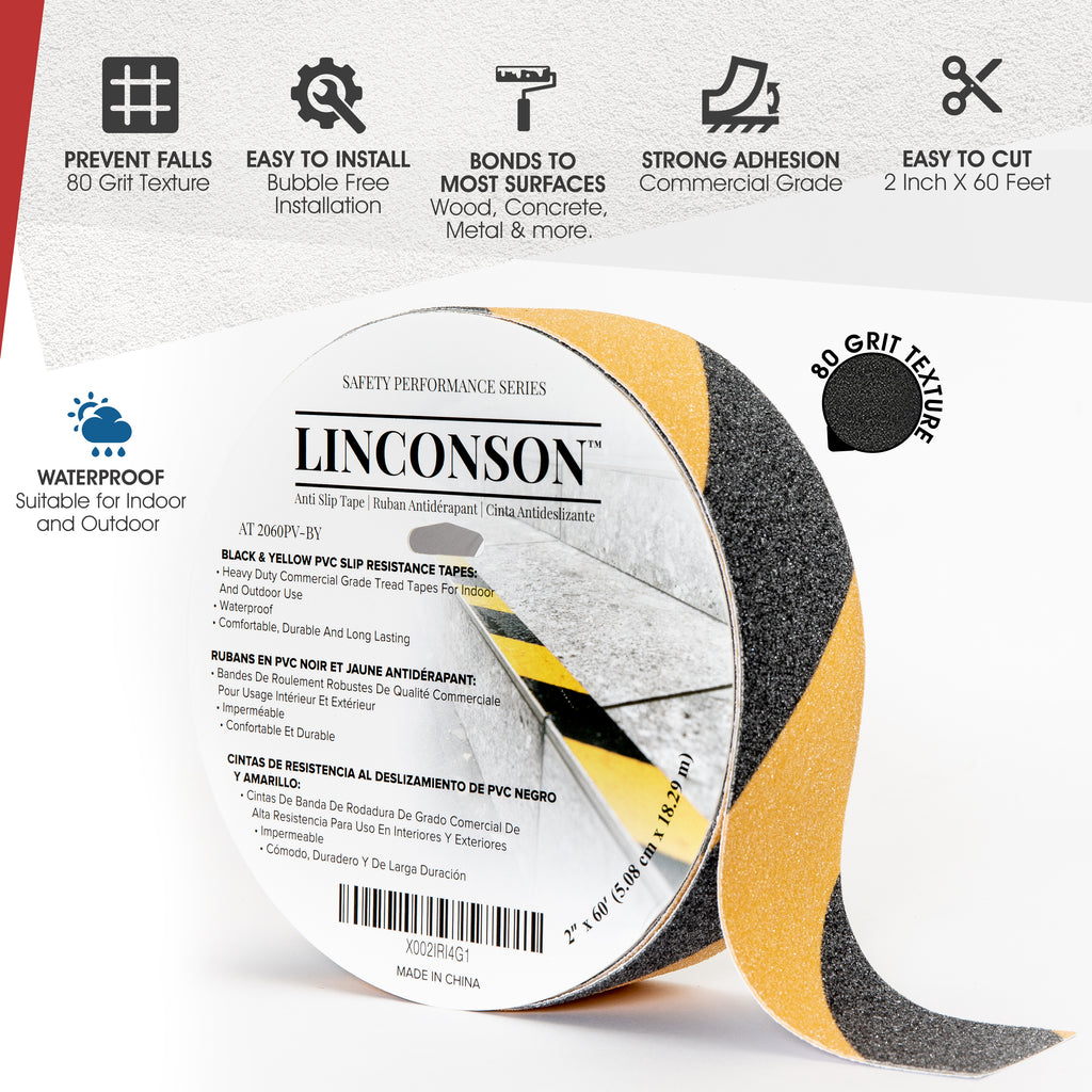 LINCONSON Clear Anti-Slip Grip Tape Slip Resistant Stair Tread 2 Inch x 60 Feet 