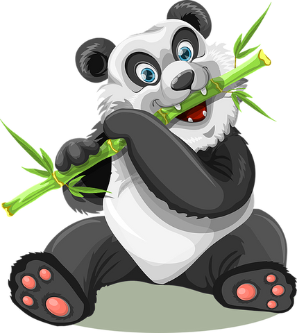 dessin panda mange bambou assis