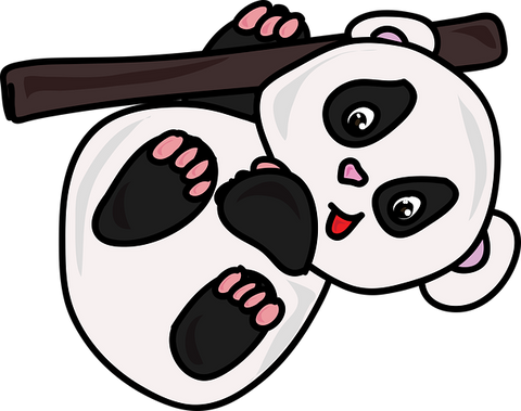 dessin panda suspendu