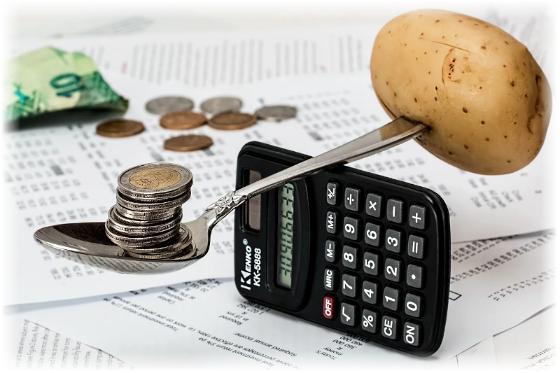 faire un budget equilibre - Pieces de monnaie en equilibre sur une calculatrice