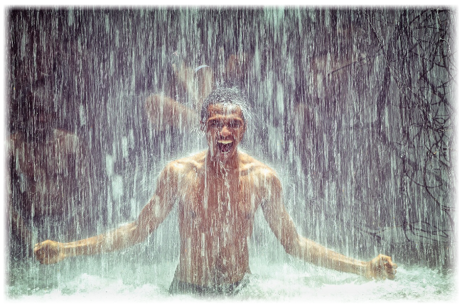 Homme sous la pluie