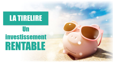 tirelire cochon rose en vacances avec lunettes de soleil "la tirelire : un investissement rentable"