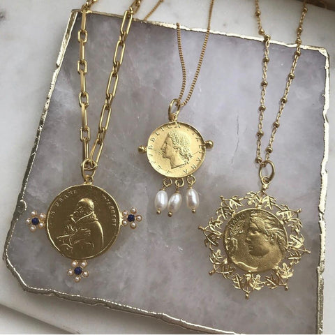 soru jewellery coin necklace, coin collection blog, gold roman coins, Italian coins