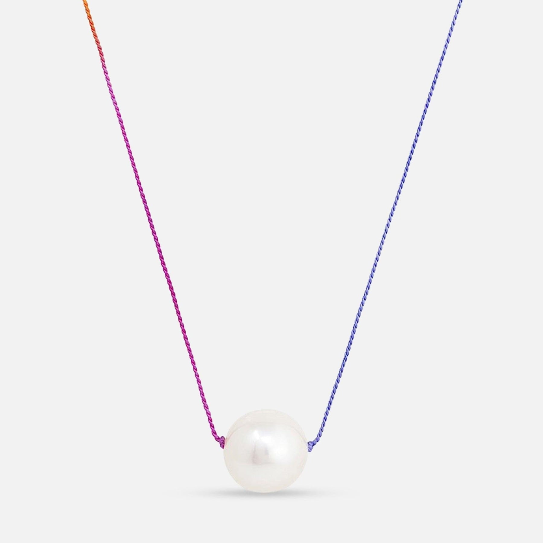Mined and Found 12mm Freshwater Pearl + Bare Rainbow Silk Necklace 1