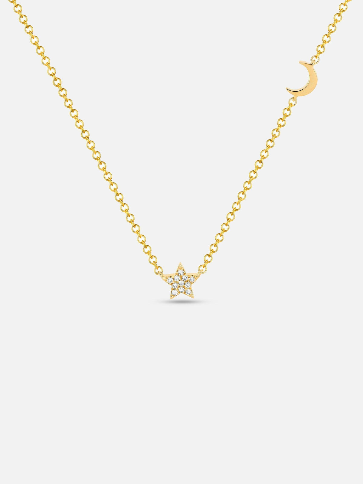 EF Collection Baby Diamond Star And Gold Moon Necklace 1