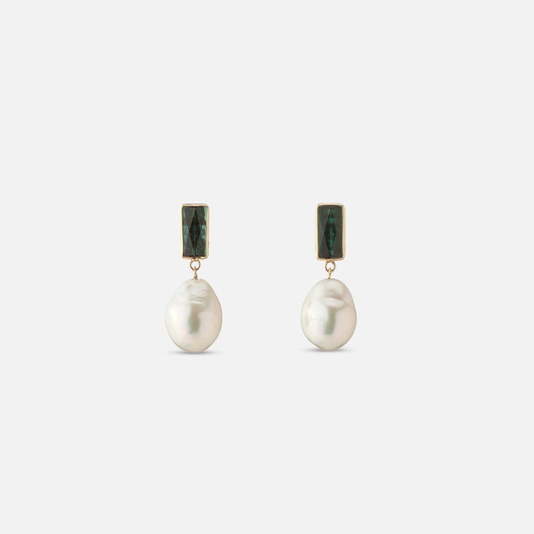 Objet-a Disco Pearl Earrings Green Tourmaline 1