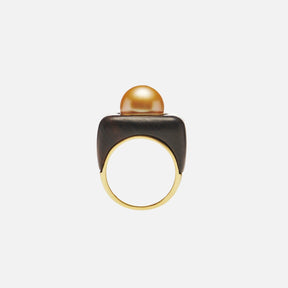 Draper Ring with Golden Pearl and Iron Wood - Rush Jewelry Design - At Present