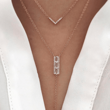 EF Collection Mini Diamond Chevron Necklace 2