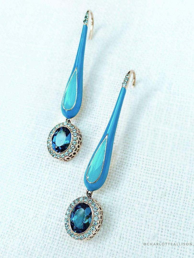 Charlotte Allison Spectra London Blue Dangle Earrings 2