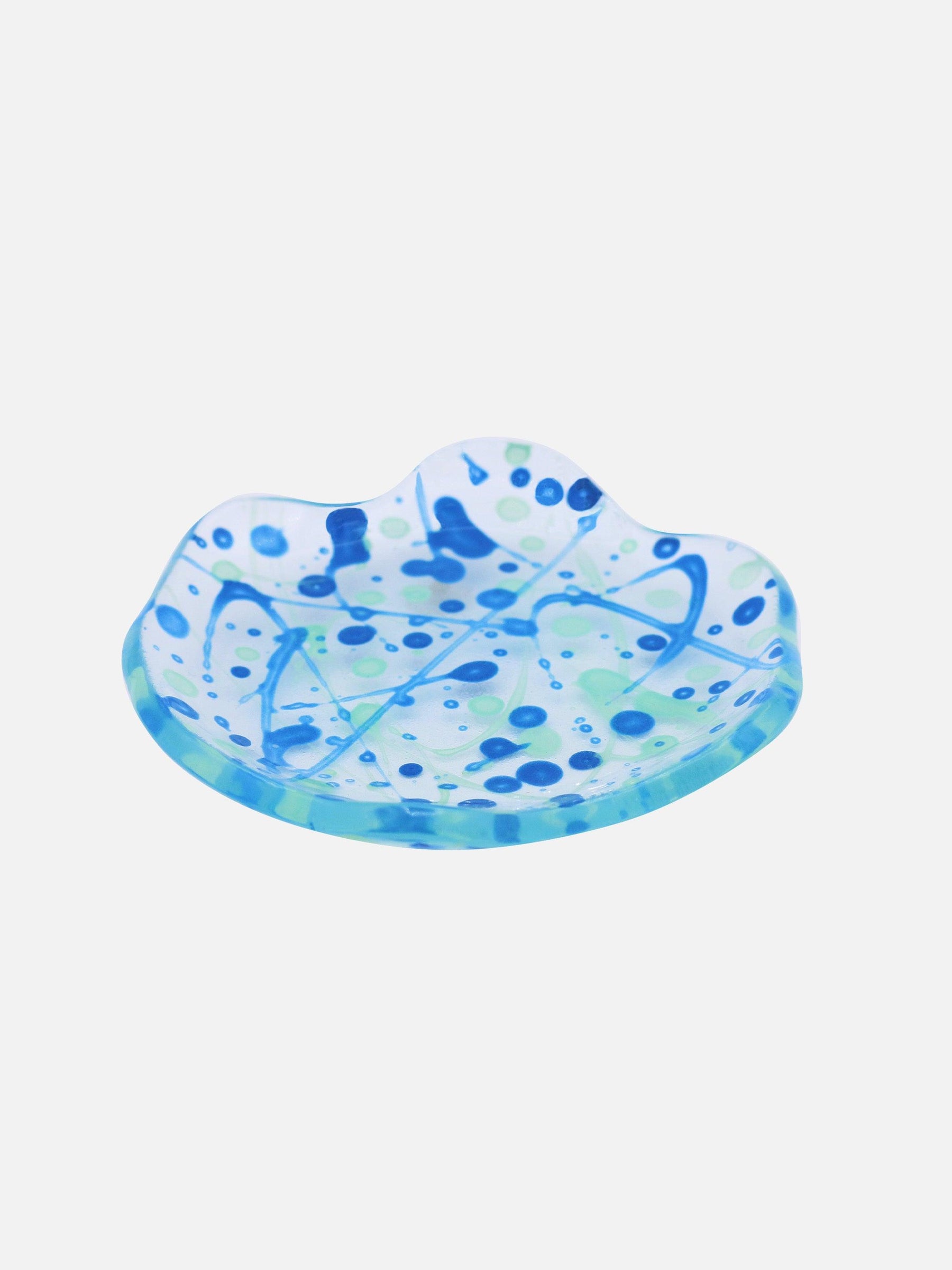 Splatter Glass Tray, Sea Blue - CLED - At Present