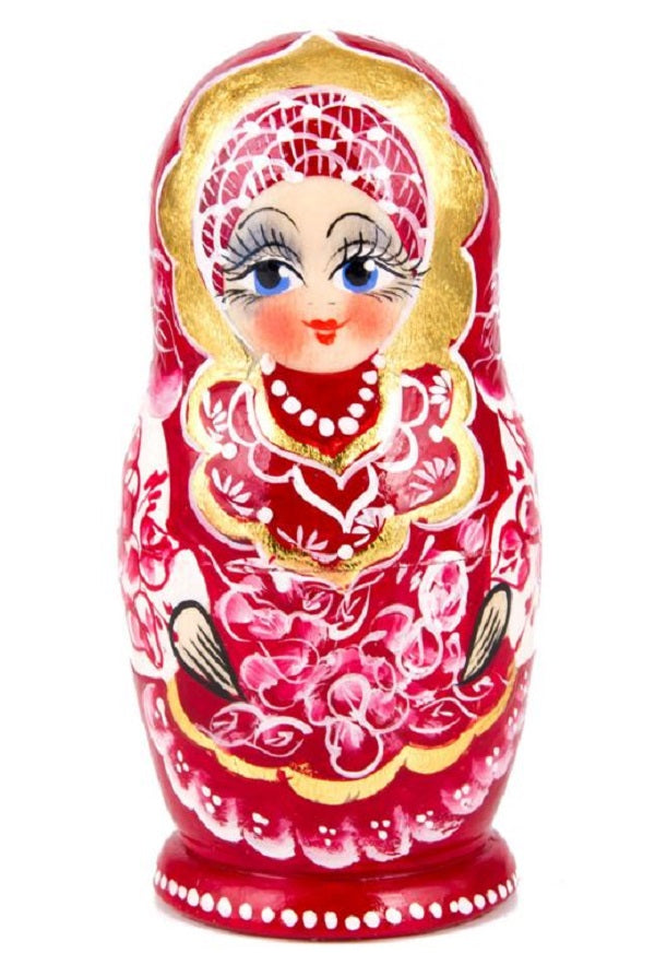Matryoshka  5 Nesting dolls 4in hand painted authentic Russian under gzhel 