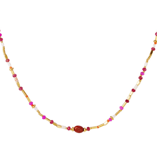 Hoofd Wiskundig Gangster Ruby Red Beaded Chain Necklace – choosebyfelice.com