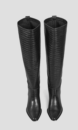 knee high croc embossed boots