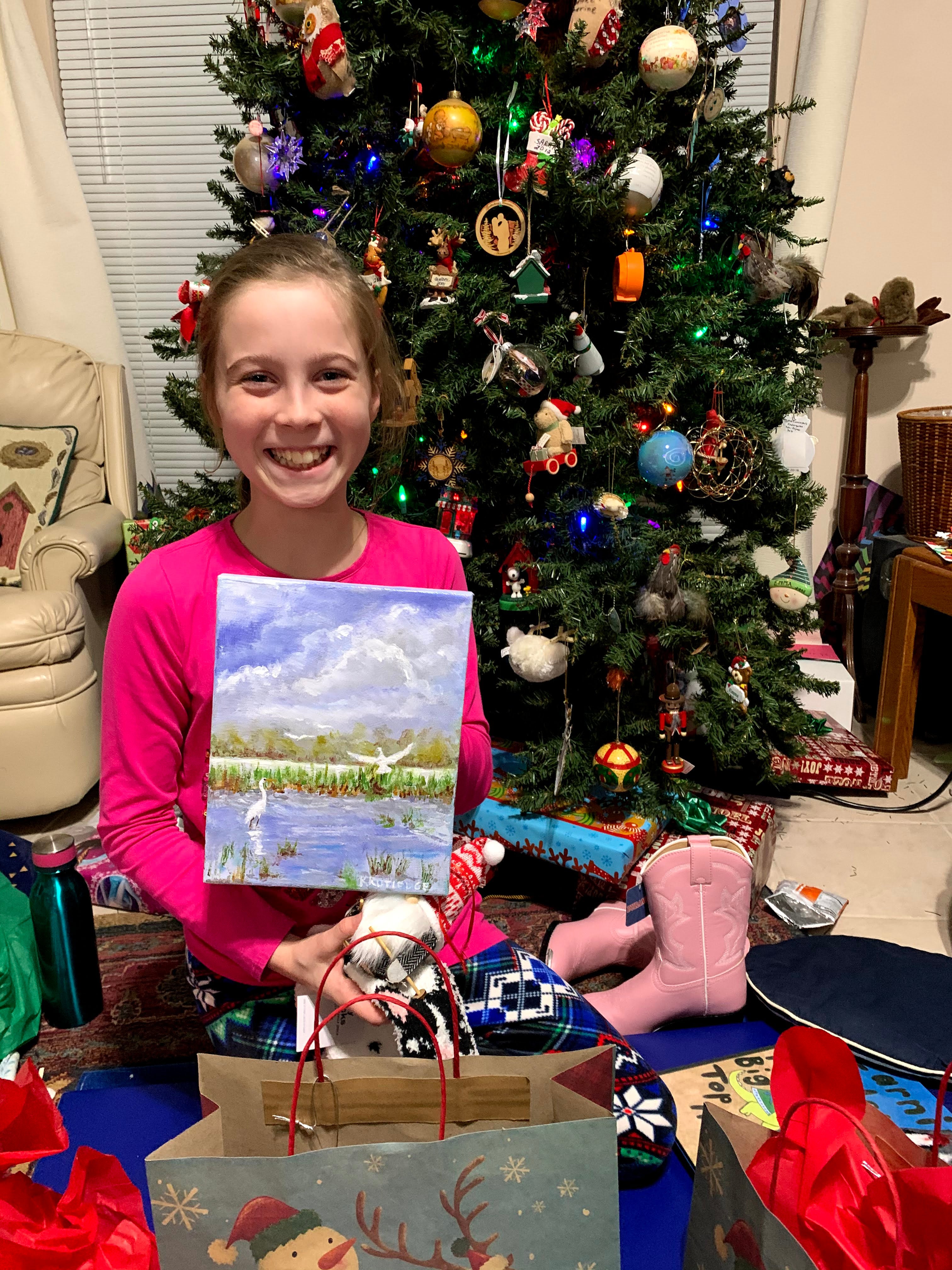 Sarah and her new painting by Katherine Rutledge