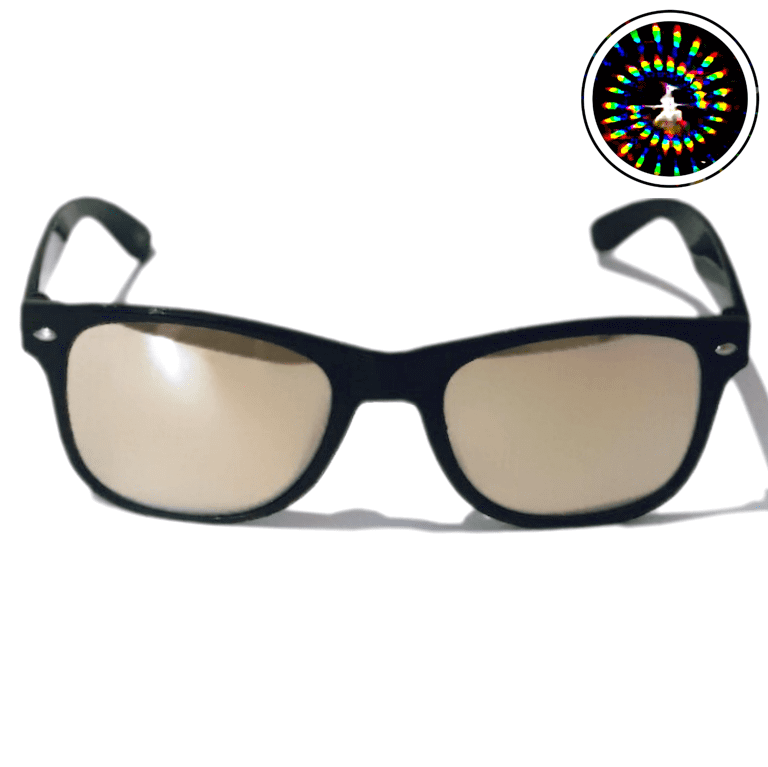 New Genuine WonkiWear Vortex Diffraction Glasses UK Spiral Effect Black Frame 