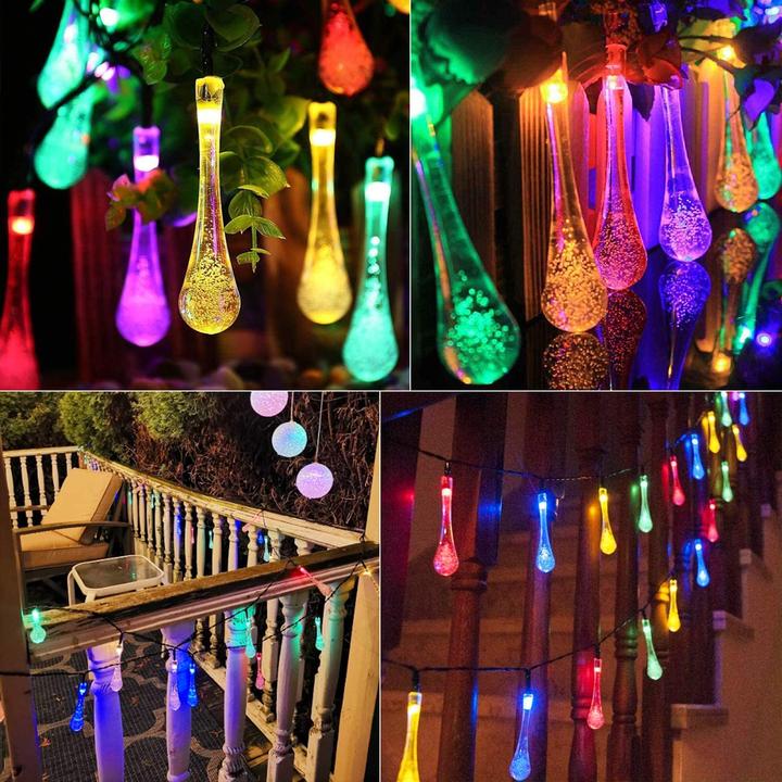 water drop solar string lights