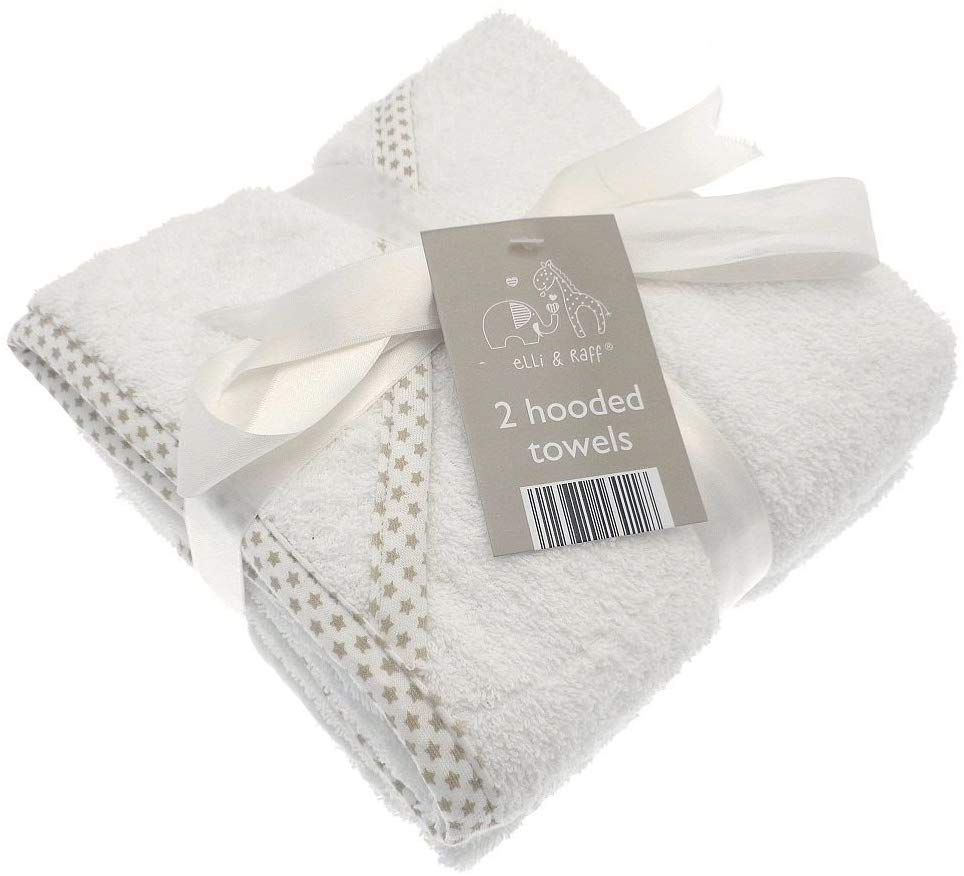 Soft Elli & Raff Baby Hooded Towel Wrap up at Bath Time Unisex Gift 2 Designs 