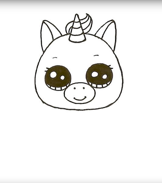 dessin des cils et sourcils de la licorne doudou