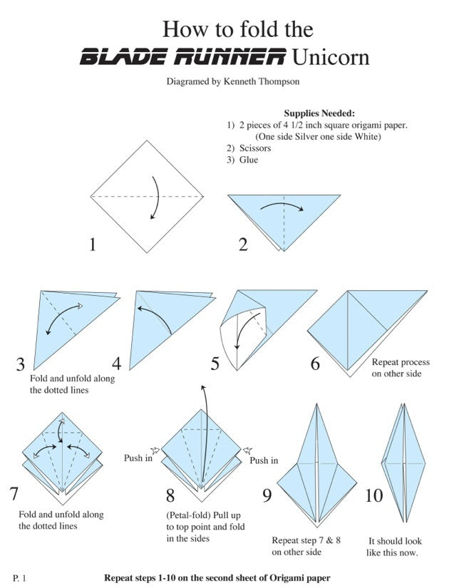 tutoriel pliage origami licorne blade runner partie 1