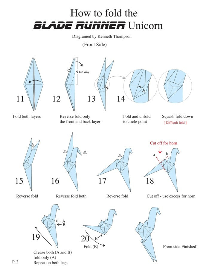tutoriel pliage origami licorne blade runner partie 2